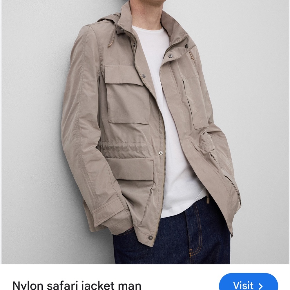 Adolfo dominguez Men's nylon Safari Jacket windbreaker size M beige taupe